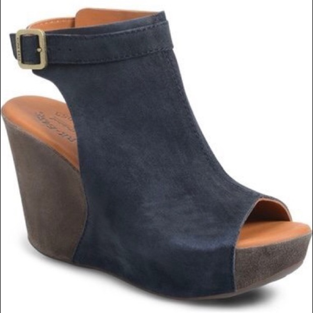 Navy Blue Suede Wedges